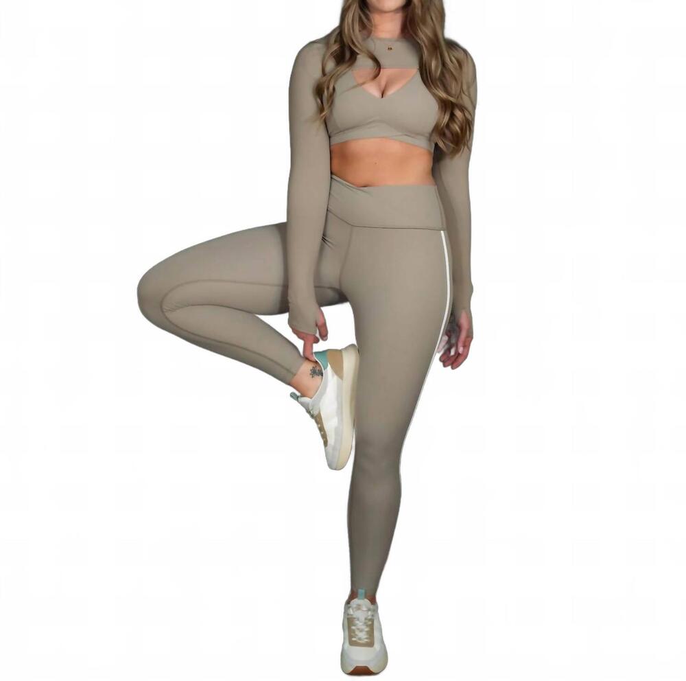 NEW SPLITS59 women's mia rigor legging in latte/white